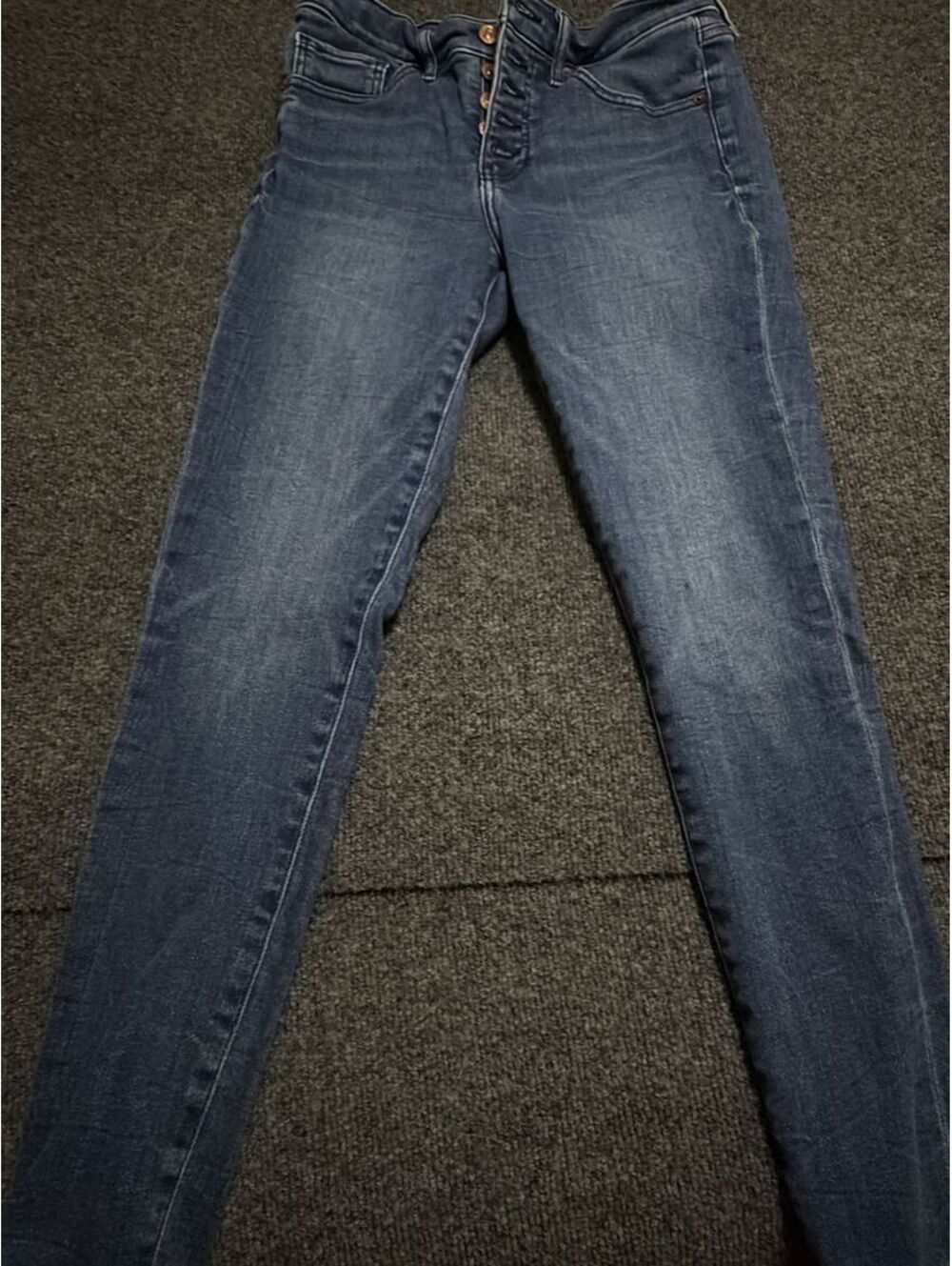 Express Women’s 6R Skinny Jeans Mid Rise Button Fly Stretch Denim Blue Wash